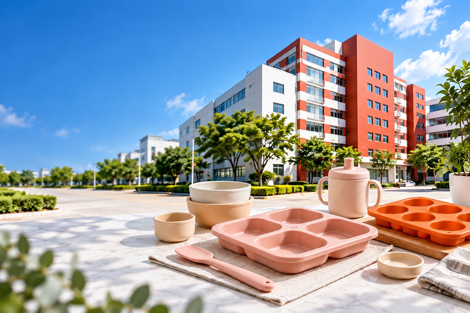 Modern silicone manufacturing campus with silicone products