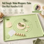 cLarge silicone pastry mat with measurement guides for rolling dough, baking and pastry preparation