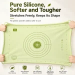 Flexible food grade silicone dough mat showing stretch resistance and durable construction