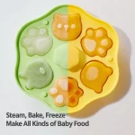 Creamy yellow baby food steamed cake silicone mold with lid and six cavities