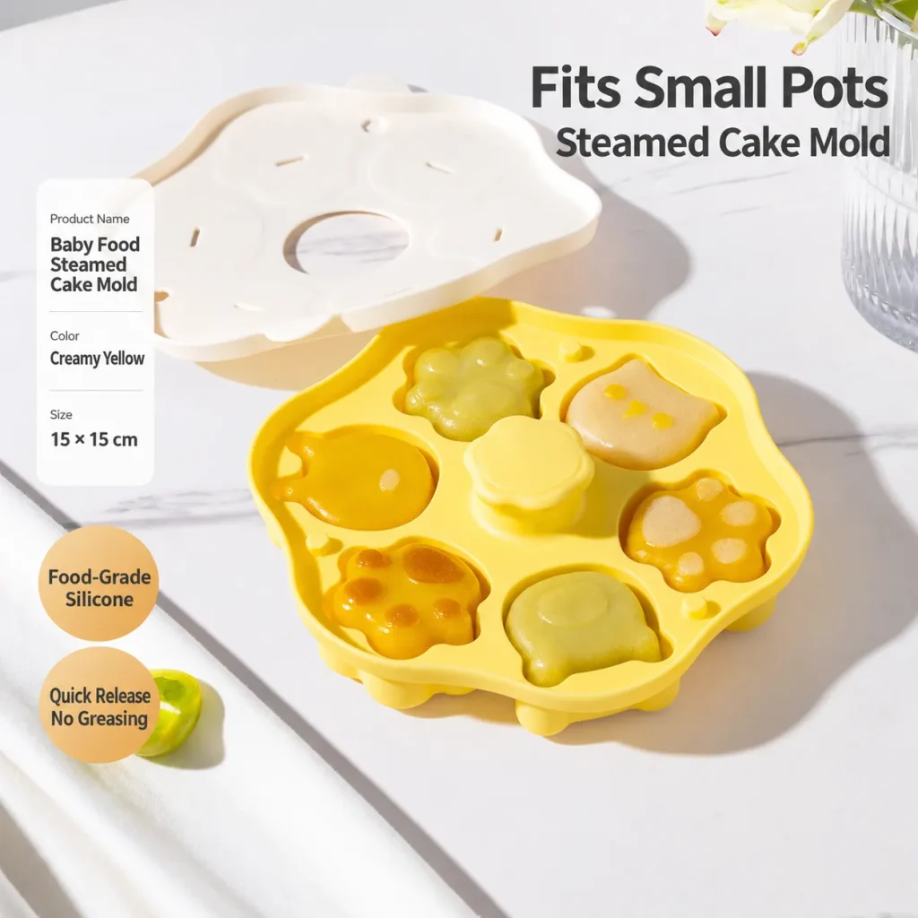 Baby food silicone mold for steaming, baking and freezing animal-shaped snacks