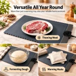 Silicone food warming mat for thawing meat, fermenting dough and warming masks