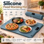 Portable foldable silicone food warming mat with adjustable temperature control