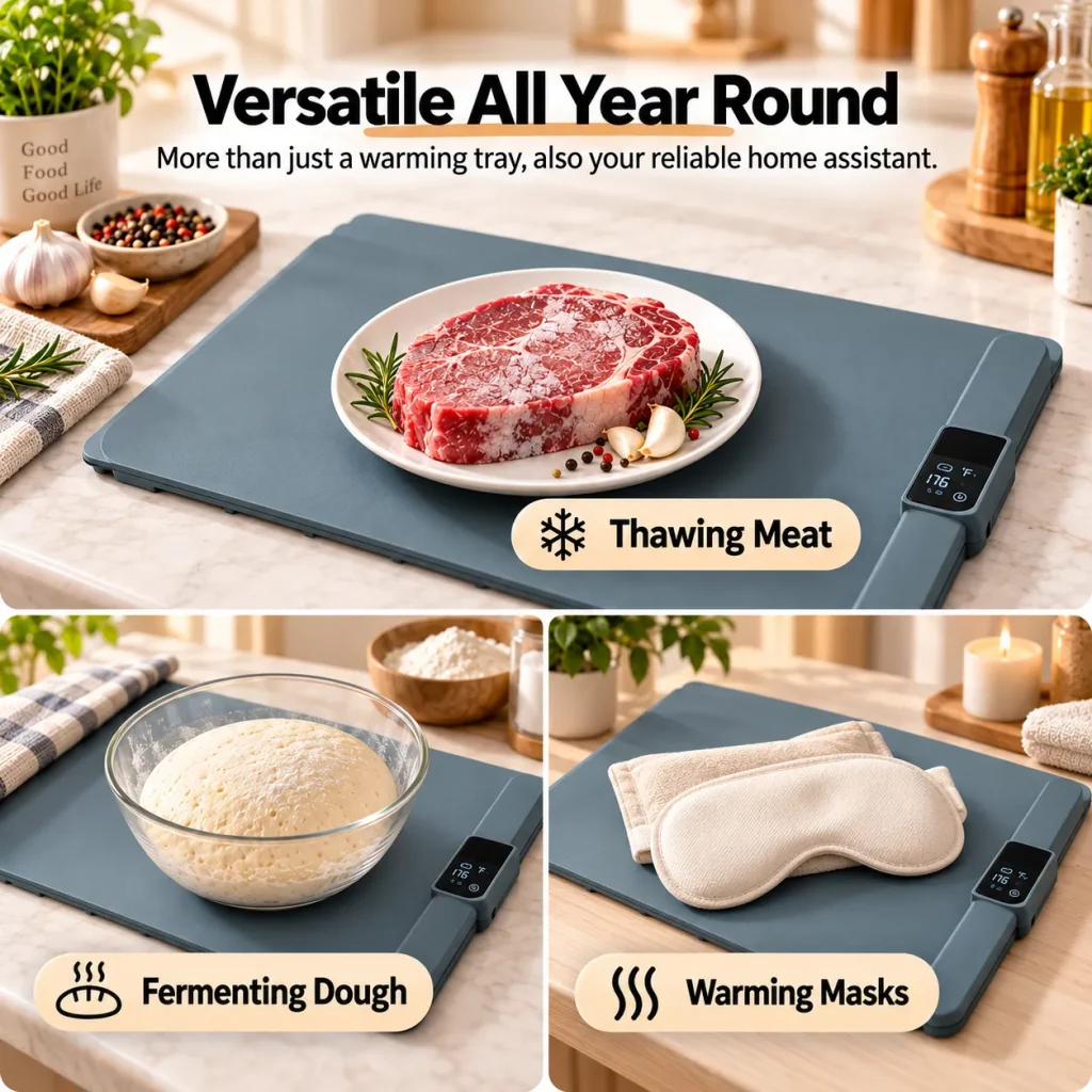 Food-grade silicone electric warming mat for keeping meals warm on the dining table