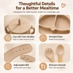 BPA free silicone baby feeding set for toddlers