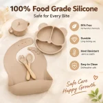 Baby silicone tableware set with sippy cup and utensils