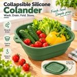 Green Collapsible Silicone Colander with Fresh Vegetables