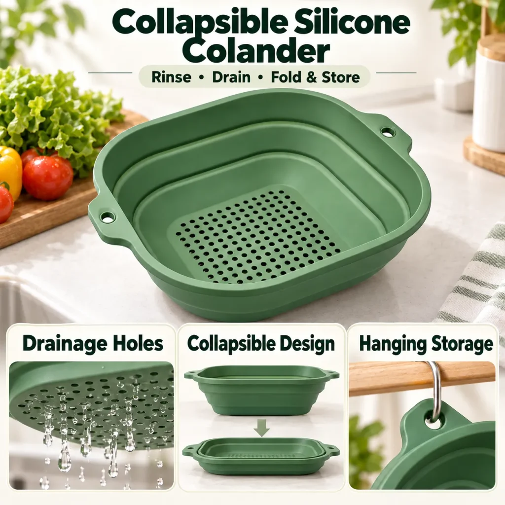 Collapsible Silicone Colander in Three Colors
